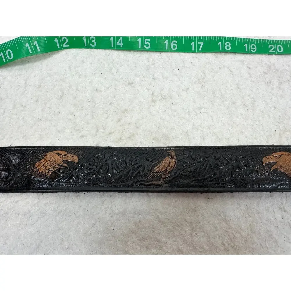 Eagle Tooled Vintage Leather Belt Men's SZ Small